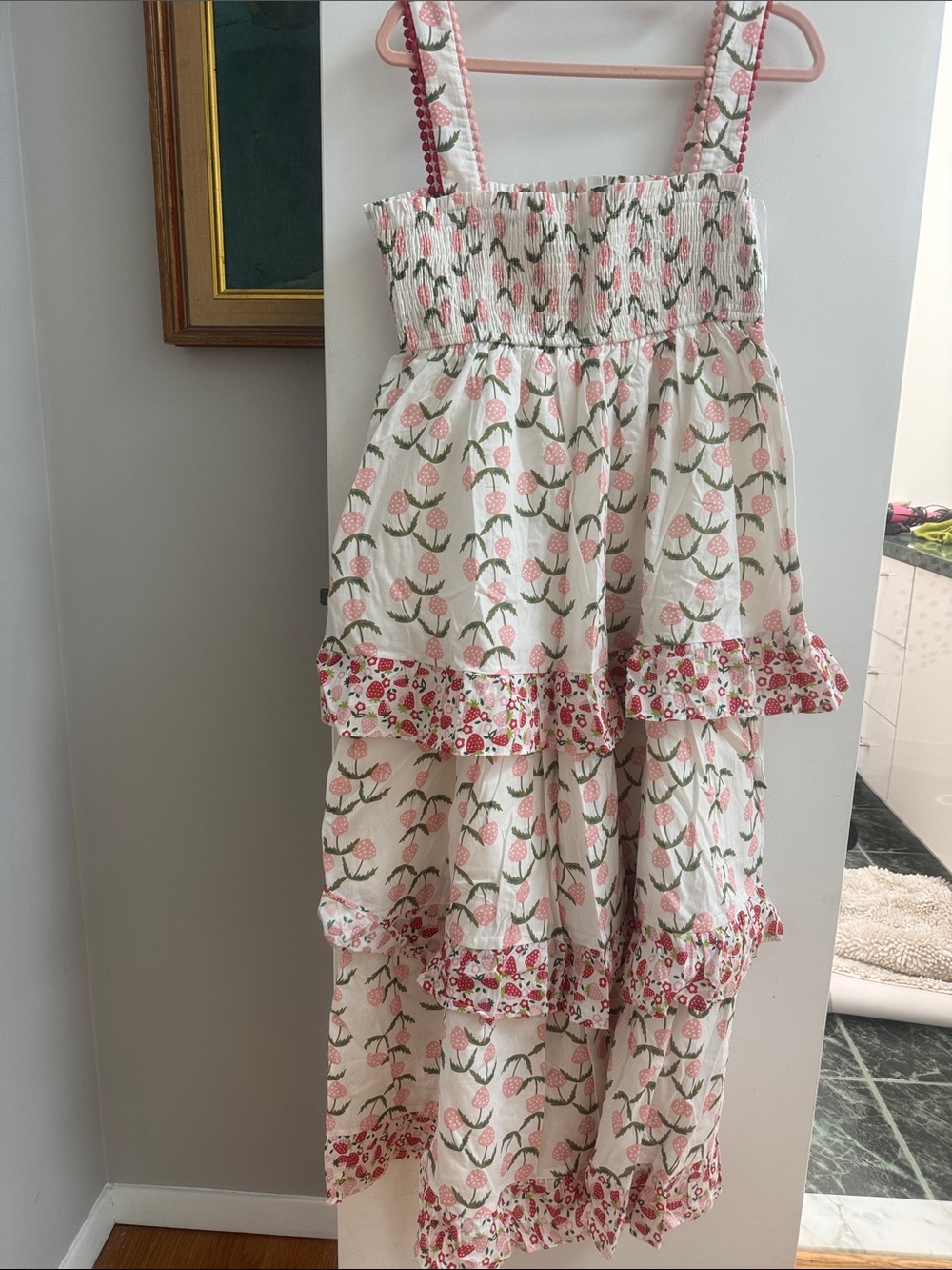 NWT Tiered Sundress with Pink and Red Strawberry pattern, Lovelo L